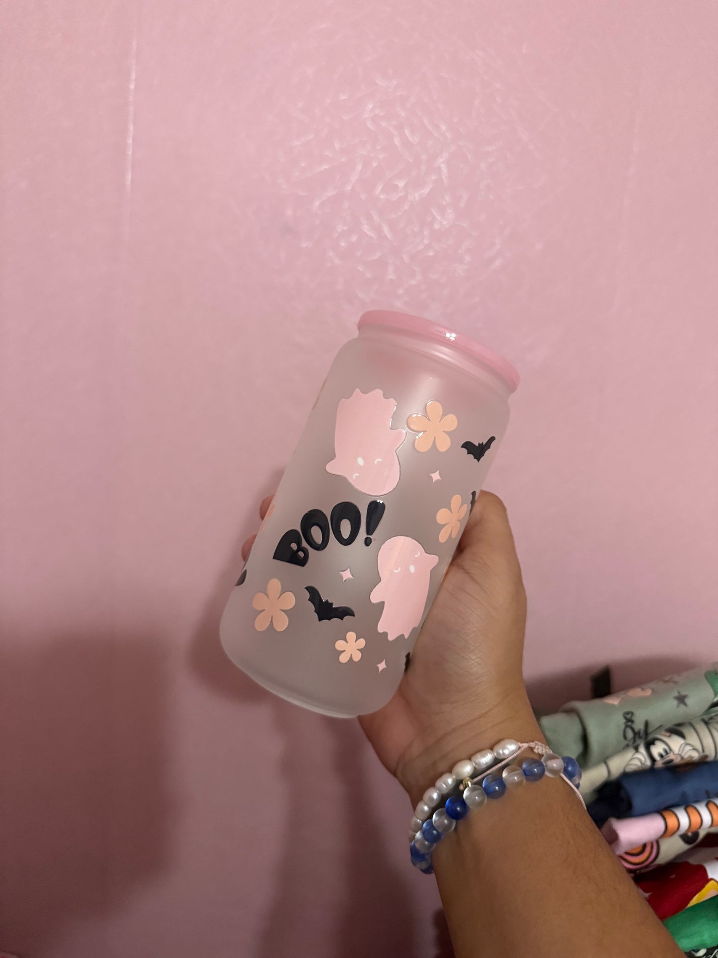Glass cup boo