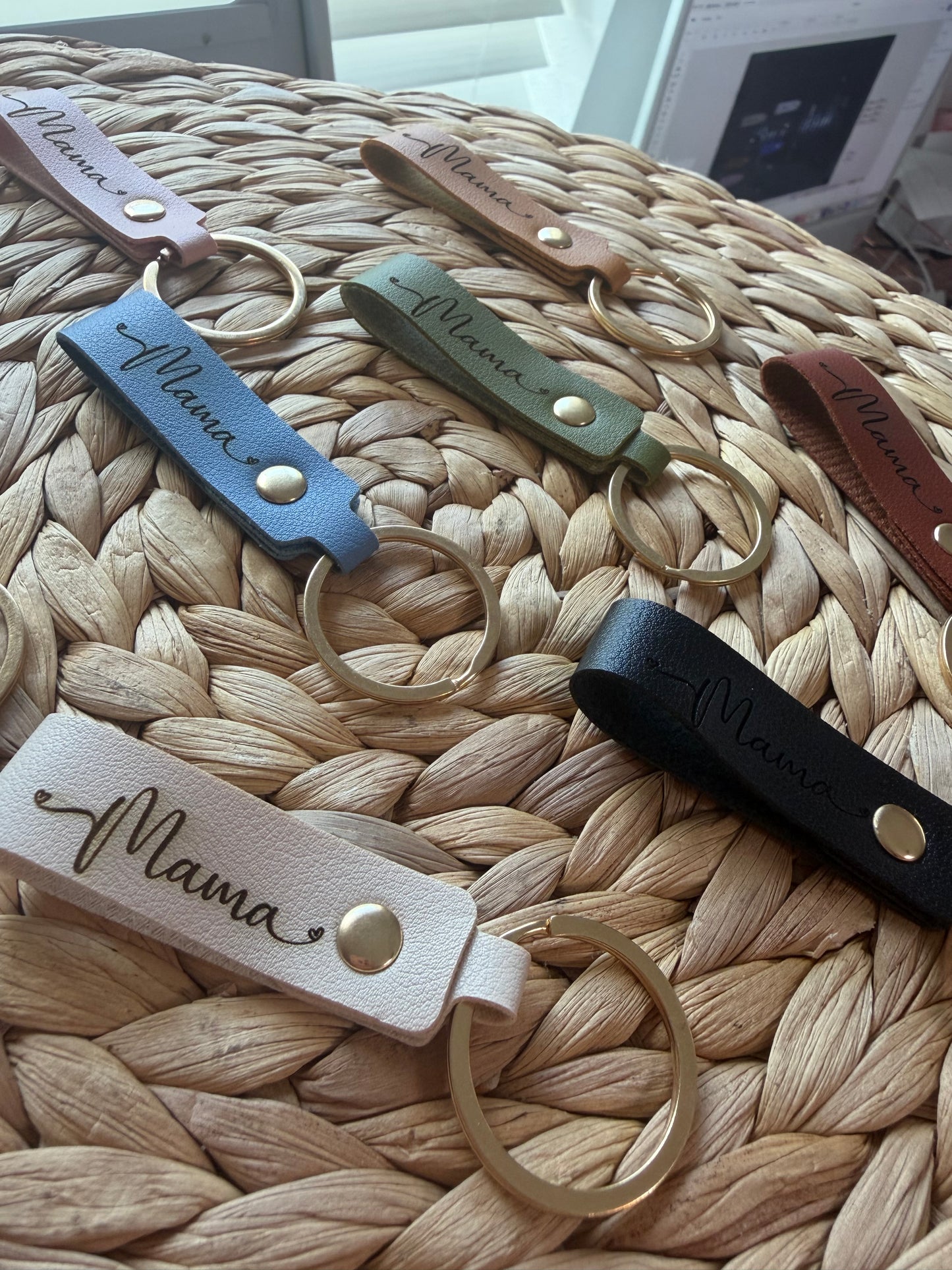 Mom leather keychain