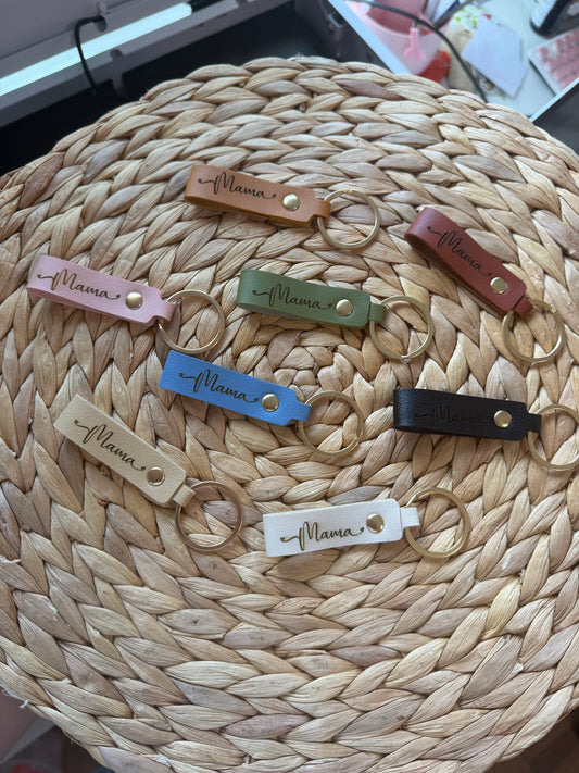 Mom leather keychain